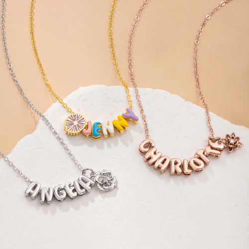 3D Bubble Letter Name Necklace