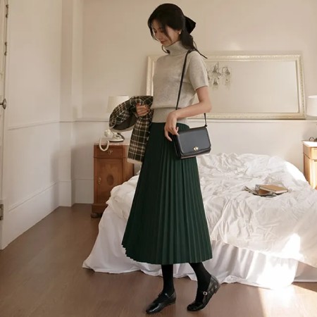 YesStyle Accordion-Pleat Long Skirt