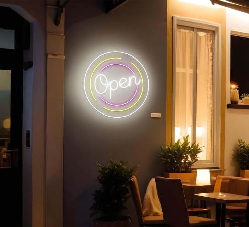 BannerBuzz Circle Open Neon Sign