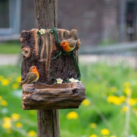 CJ Wildlife Wall Bird Feeder With Robins Polystone