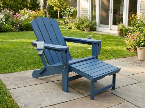 Folding Adjustable Adirondack Chair with Retractable Ottoman