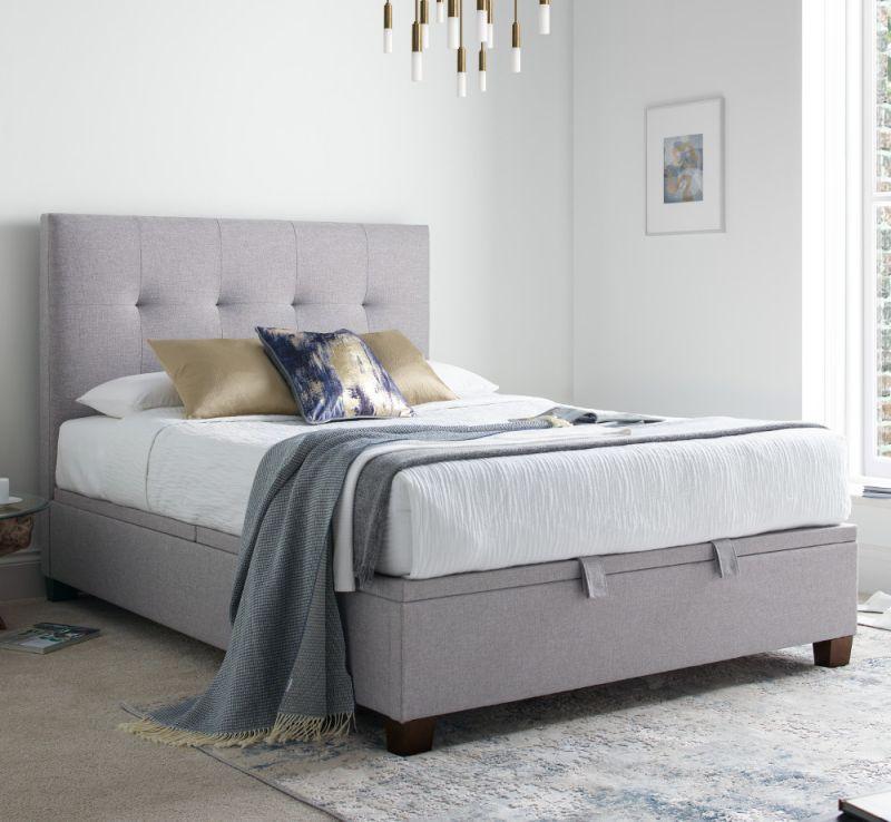 Happy Beds Grey Fabric Ottoman Bed