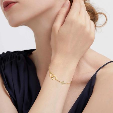 Vanimy Interlocking Heart to Heart Bracelet