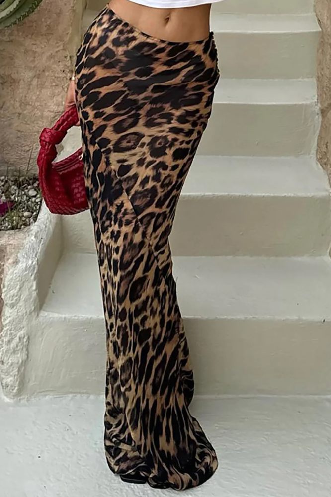 MICAS Leopard Print Mermaid Skirt