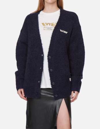 Evisu Logo Badge Fluffy Cardigan