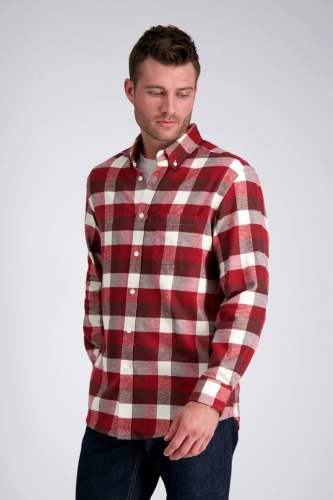 Haggar Long Flannel Plaid Shirt