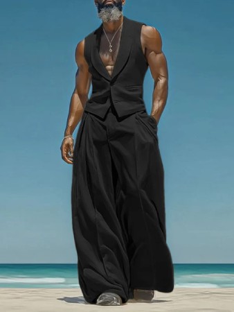 Incerunmen Mens Solid Color Loose Two Pieces Outfit