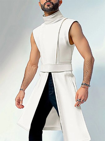 Incerunmen Mens Solid Color Split Design Sleeveless T-Shirt