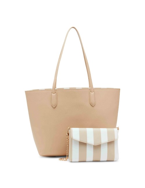 Anne Klein Striped Tote With Detachable Crossbody