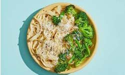 Fettuccine Alfredo with Chili Garlic Broccoli