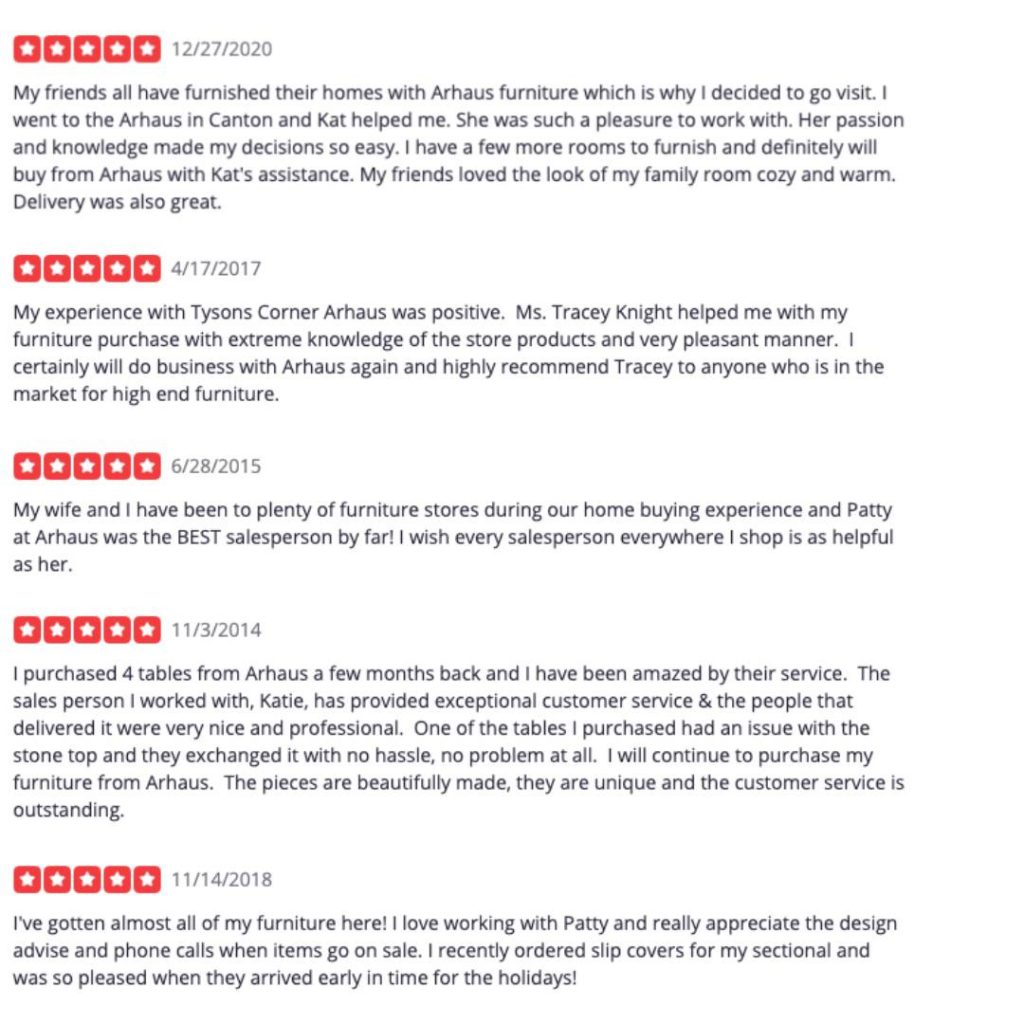 Arhaus Customer Reviews