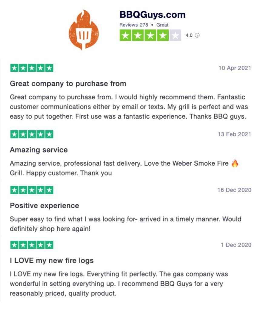 Happy Customer Reviews on BBQGuys