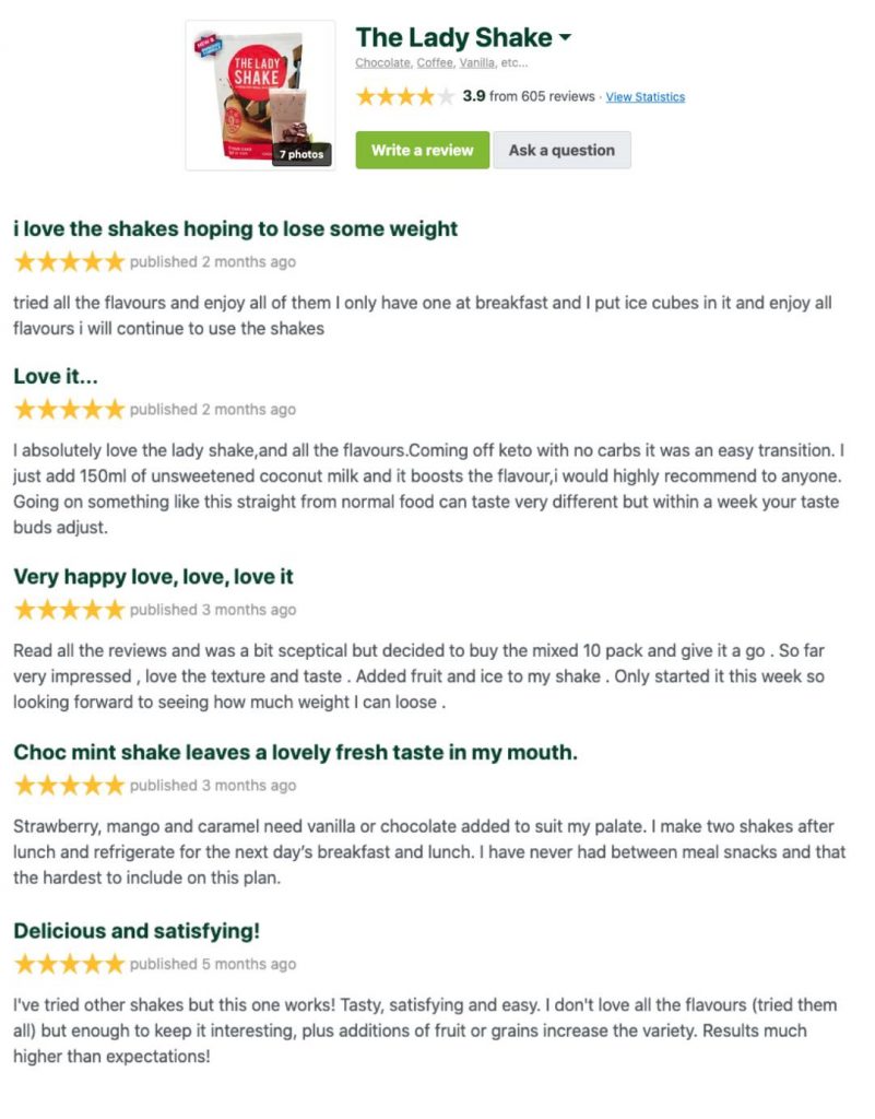 Customers Reviewing The Lady Shake