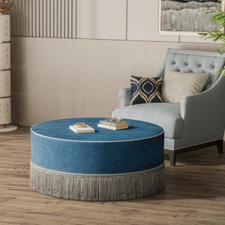 Daneey Velvet Tassel Cloud Ottoman