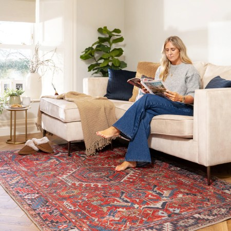 Kukoon Washable Red Kazak Style Rug